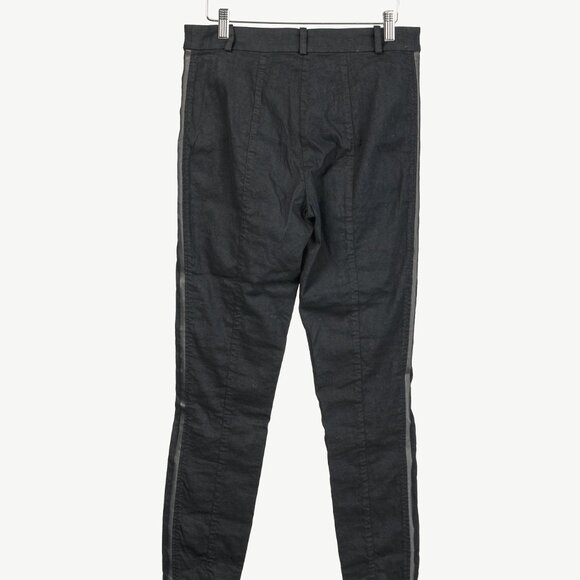 Annette Gortz SS/20 Stick Black Stretch-Linen Cropped Side-Stripe Pants - Picture 2 of 11
